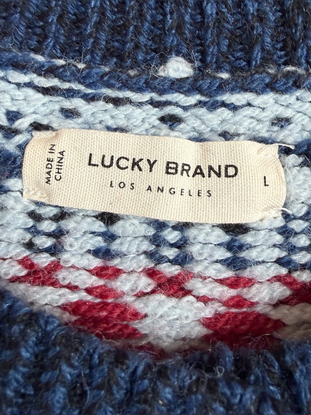 Lucky Brand Fair Isle Knit Button Front Cardigan Sweater Large - Picture 16 of 16